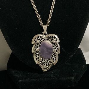Vintage Korea Chain & Filigree Leaf Pendant